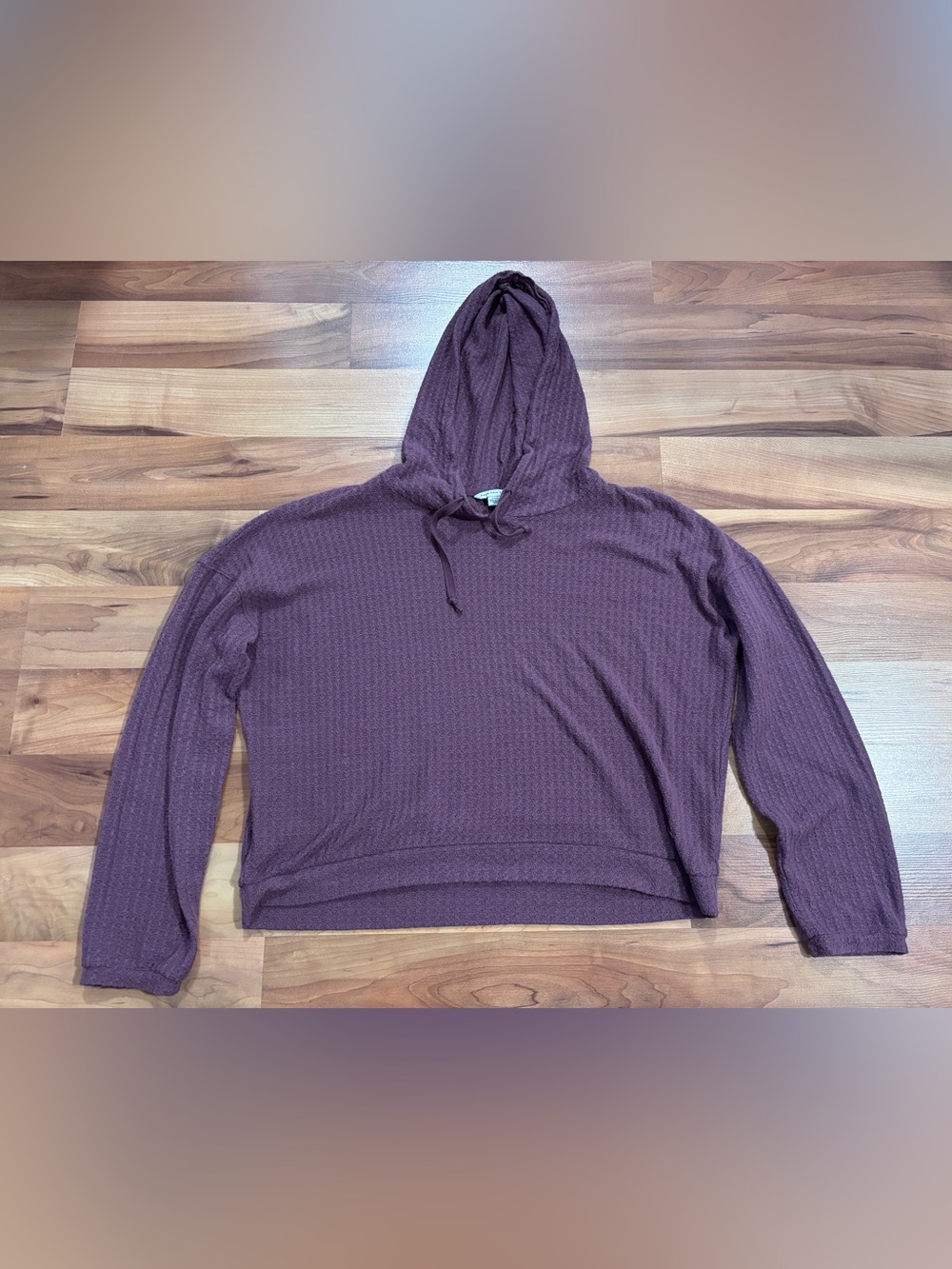 American Eagle Outfitters Waffle Knit Hooded Pullover - Mauve